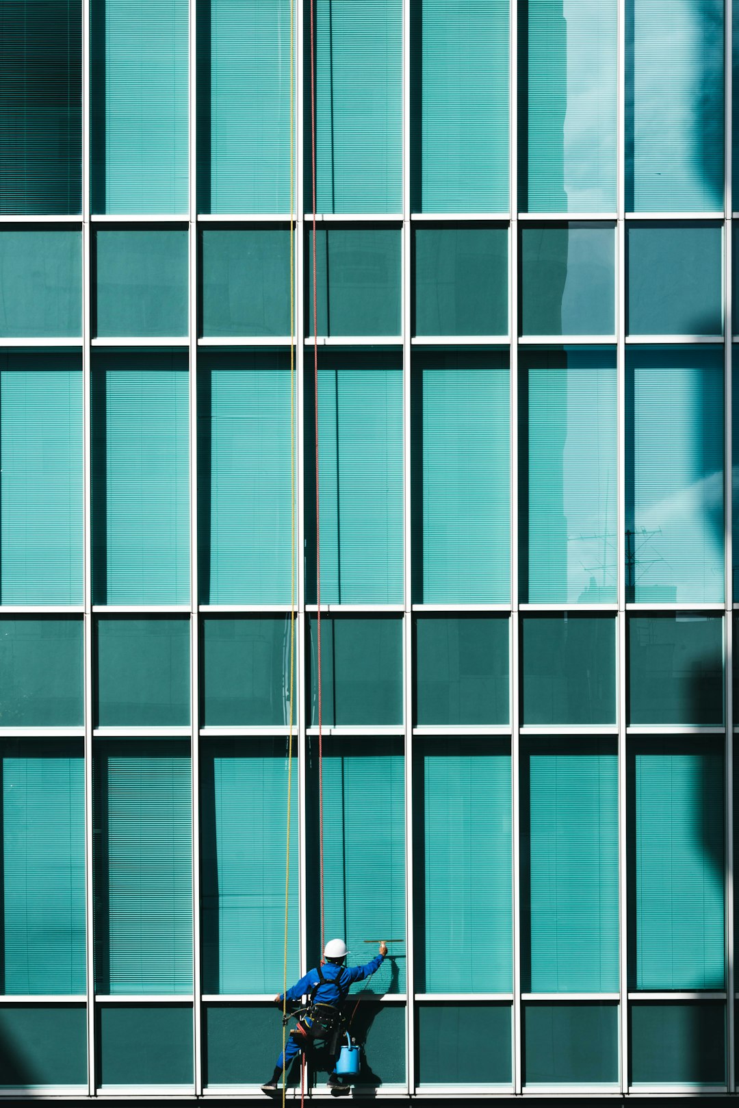 the man cleaning windows